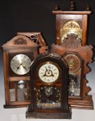 Five late 19th/ early 20thC clocks including 'gingerbread' cased examples, tallest 79cm