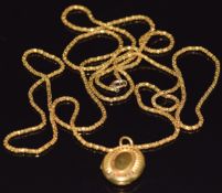 Victorian guard chain with yellow metal Victorian locket set with plaited hair