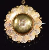 Victorian 15ct gold brooch set with a pearl, with glass compartment verso, 5.3g