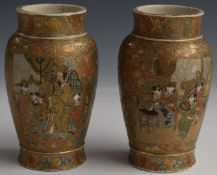 Pair of Japanese Satsuma vases, H16cm