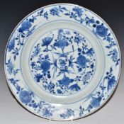Chinese 19thC blue and white charger, diameter 29.5cm
