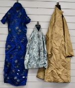 Vintage Chinese silk dress, similar reversible jacket and a gold/black reversible cloak
