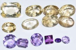 Six loose amethysts and eight loose citrines, 19.9g
