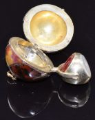 Victorian sphere fob set with agate, opening to reveal a swivel seal/ intaglio, one chalcedony
