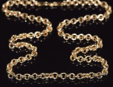 A 9ct gold necklace made up of circular links, length 52.5cm, 22.8g