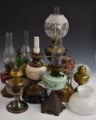 Various Victorian and later oil and other lamps