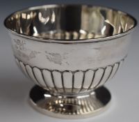 George VI hallmarked silver sugar bowl with reeded lower body, Birmingham 1948, maker Adie
