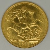 George V 1911 gold full sovereign