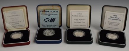 Royal Mint UK Silver Proof £2 coins comprising 1986 XVIII Commonwealth Games, 1995 Second World War,