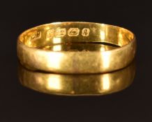 A 22ct gold wedding band/ ring, Birmingham 1890, size R, 2.1g