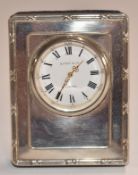 Kitney and Co London hallmarked silver clock with plush easel stand, in original box with