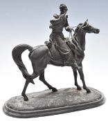 Spelter figure of a Confederate soldier on horseback, H19cm
