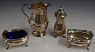 Mappin & Webb hallmarked silver jug, Birmingham 1925, height 10cm, together with two hallmarked