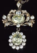 Georgian/ Victorian silver pendant set with foiled paste