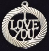 A 9ct gold pendant reading 'I love you', 2.8g