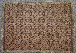 Embroidered antique prayer mat with braid work border, 73 x 50cm