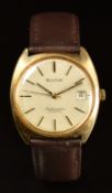 Bulova Ambassador 9ct gold gentleman's automatic wristwatch ref. 779-1 with date aperture, two-