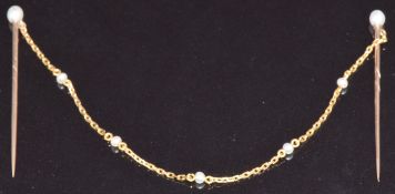 Victorian cape/ cloak pin set with pearls