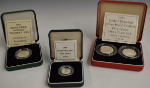 Royal Mint UK Silver Proof Piedfort 1994 50p two coin set, together with a 1992 10p Silver Proof