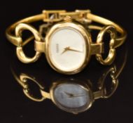 Gucci ladies wristwatch ref. 1600 with gold hands, mother of pearl dial, gold plated case and quartz