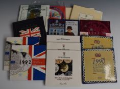 Fourteen Royal Mint brilliant uncirculated coin sets, various ranging from 1986-1997