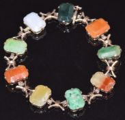 A 9ct rose gold bracelet set with agate, 15g