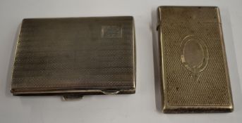 Hallmarked silver cigarette case with engine turned decoration, length 8cm, weight 82g, together