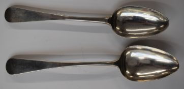 Two Old English pattern hallmarked silver table spoons, Edinburgh 1860, maker W J McDonald, and