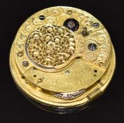 Miles of Liverpool signed fusee pocket watch movement with pierced balance cock and engraved