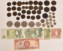 A collection of Georgian (George II onwards) copper coinage, some overseas 19thC on silver examples,