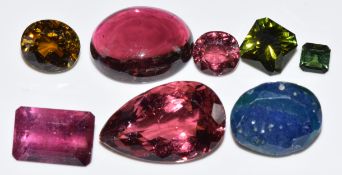 Eight tourmalines including rubellites