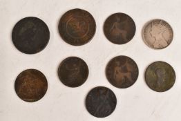 Coins and token including Gothic florin and a Birmingham and Neath Copper Company 1811 token