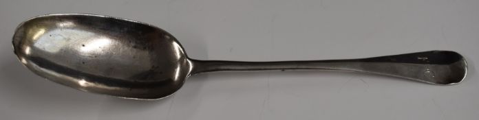 Scottish provincial bottom hallmarked silver rat tail spoon, marked three times with maker's mark
