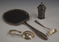 Art Deco hallmarked silver and blue guilloché enamel dressing table mirror, Birmingham 1930, maker