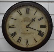 Lashmore, Southampton, 19thC single train fusee dial wall clock, the painted Roman dial with steel