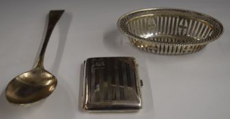 George V hallmarked silver bon bon dish, Birmingham 1919, length 12cm, hallmarked silver cigarette