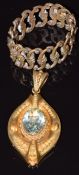 Victorian pinchbeck pendant set with an aquamarine together with a bracelet