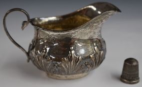 Edward hallmarked silver cream jug London 1903, maker William Hutton & Sons Ltd, length 10.5cm,