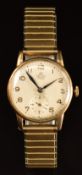 Smiths De Luxe 9ct gold gentleman's wristwatch with inset subsidiary seconds dial, blued hands,
