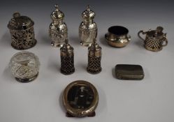 Pair of Victorian hallmarked silver peppers, Birmingham 1894, maker Plante & Co, height 9cm,