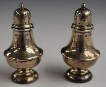 George V pair of hallmarked silver novelty miniature peppers, London 1910, maker Charles Edwin