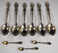 Set of six American white metal teaspoons marked Sterling and Shreve & Co. length 14.5cm together