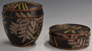Two cloisonné covered pots decorated with dragonflies, Fabienne Jouvin Paris impressed to bases,