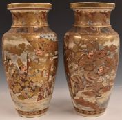 Large pair of Japanese Satsuma vases, H38.5cm