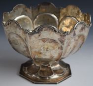 George V hallmarked silver pedestal bowl of octagonal form, London 1910, maker James Dixon & Sons,