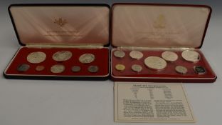 Commonwealth of Bahamas 1974 proof silver coin set, together with a Cayman Islands set, one with