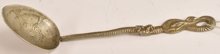 Chinese / Japanese Nagasaki souvenir silver spoon with serpent handle and 84 quality mark, L12cm,
