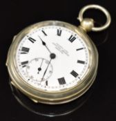 Fears Ltd of Bristol Bridge Bristol open faced pocket watch with inset subsidiary seconds dial,