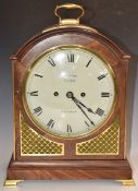 English mahogany double fusée bracket clock with 8inch enamelled Roman dial and movement backplate