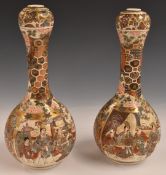 Pair of late 19th/20thC Japanese pedestal gourd vases, H30cm